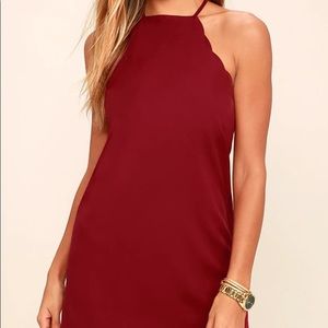 Maroon Scallop Neck Dress